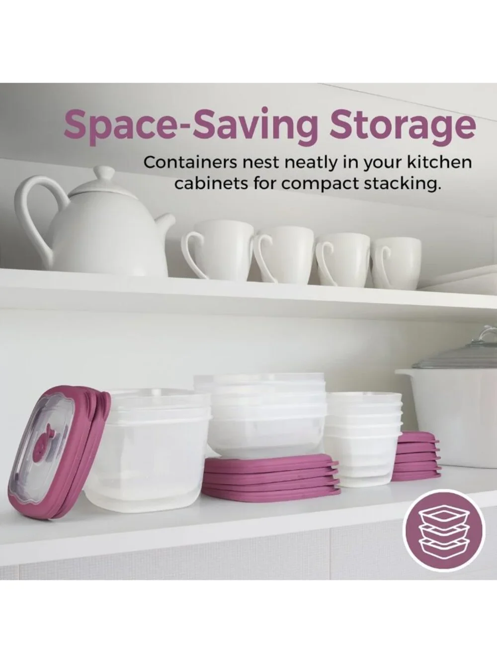 6-Piece 3.1 Cup Plastic Food Storage Bowls with Airtight Lids - Microwave